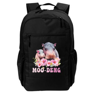 Moo Deng Floral Flower Pygmy Hippopotamus Daily Commute Backpack