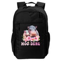 Moo Deng Floral Flower Pygmy Hippopotamus Daily Commute Backpack