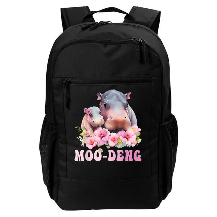 Moo Deng Floral Flower Pygmy Hippopotamus Daily Commute Backpack