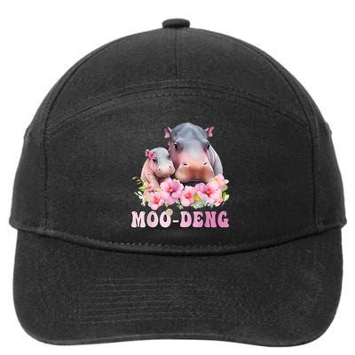 Moo Deng Floral Flower Pygmy Hippopotamus 7-Panel Snapback Hat