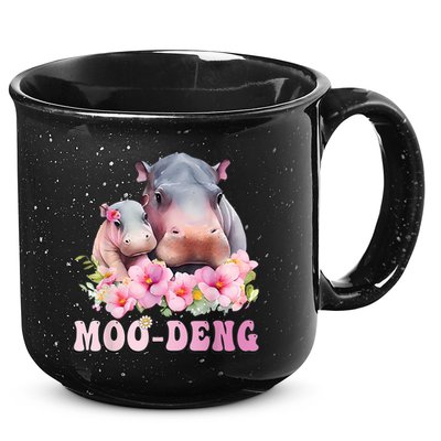 Moo Deng Floral Flower Pygmy Hippopotamus 15oz Campfire Ceramic Mug