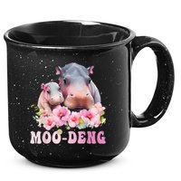 Moo Deng Floral Flower Pygmy Hippopotamus 15oz Campfire Ceramic Mug