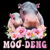 Moo Deng Floral Flower Pygmy Hippopotamus Drawstring Bag