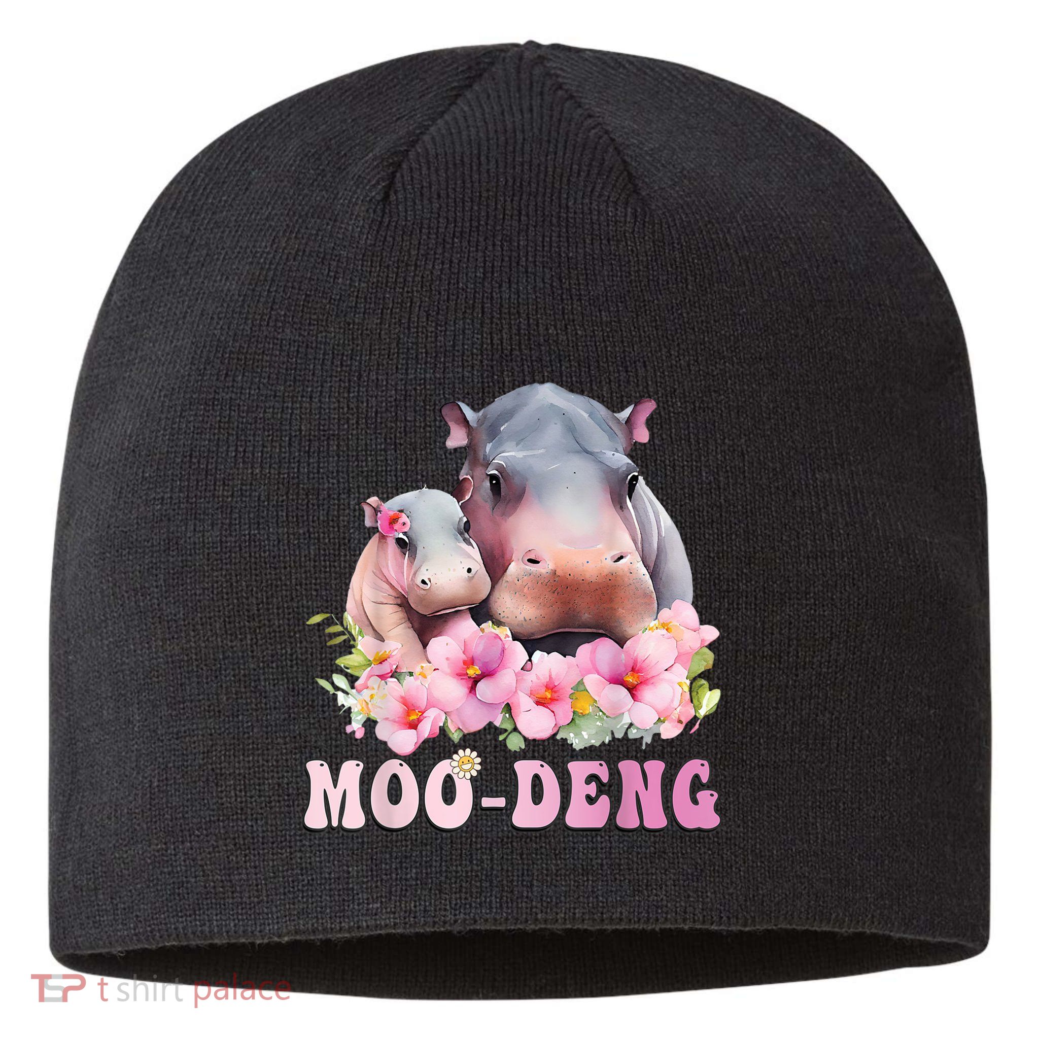 Moo Deng Floral Flower Pygmy Hippopotamus Sustainable Beanie