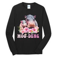 Moo Deng Floral Flower Pygmy Hippopotamus Tall Long Sleeve T-Shirt
