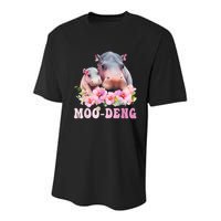 Moo Deng Floral Flower Pygmy Hippopotamus Youth Performance Sprint T-Shirt