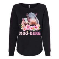 Moo Deng Floral Flower Pygmy Hippopotamus Womens California Wash Sweatshirt