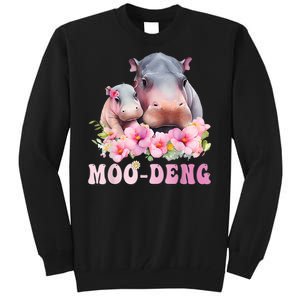 Moo Deng Floral Flower Pygmy Hippopotamus Tall Sweatshirt