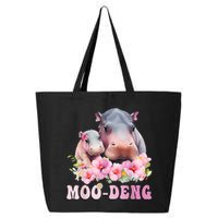 Moo Deng Floral Flower Pygmy Hippopotamus 25L Jumbo Tote