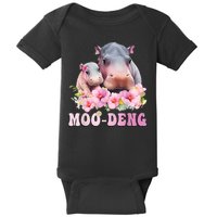 Moo Deng Floral Flower Pygmy Hippopotamus Baby Bodysuit