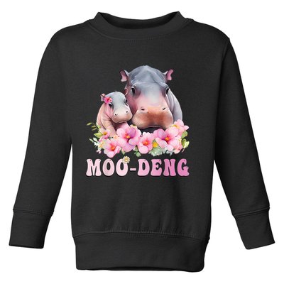 Moo Deng Floral Flower Pygmy Hippopotamus Toddler Sweatshirt