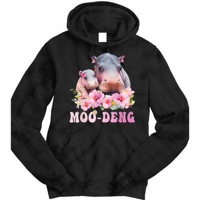 Moo Deng Floral Flower Pygmy Hippopotamus Tie Dye Hoodie