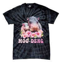 Moo Deng Floral Flower Pygmy Hippopotamus Tie-Dye T-Shirt