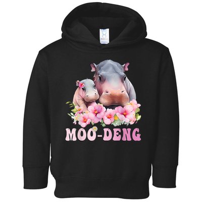 Moo Deng Floral Flower Pygmy Hippopotamus Toddler Hoodie