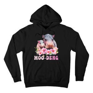 Moo Deng Floral Flower Pygmy Hippopotamus Tall Hoodie