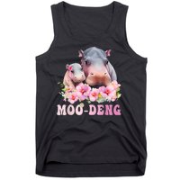 Moo Deng Floral Flower Pygmy Hippopotamus Tank Top