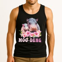 Moo Deng Floral Flower Pygmy Hippopotamus Tank Top