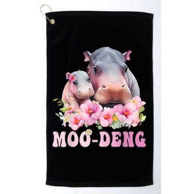 Moo Deng Floral Flower Pygmy Hippopotamus Golf Towel