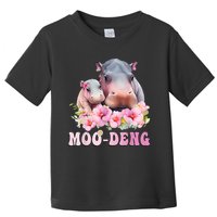 Moo Deng Floral Flower Pygmy Hippopotamus Toddler T-Shirt