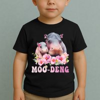 Moo Deng Floral Flower Pygmy Hippopotamus Toddler T-Shirt