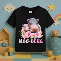 Moo Deng Floral Flower Pygmy Hippopotamus Toddler T-Shirt