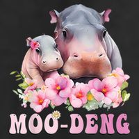 Moo Deng Floral Flower Pygmy Hippopotamus Microfiber Hand Towel