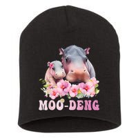 Moo Deng Floral Flower Pygmy Hippopotamus Short Acrylic Beanie