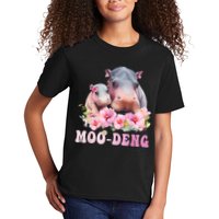 Moo Deng Floral Flower Pygmy Hippopotamus Kids T-Shirt