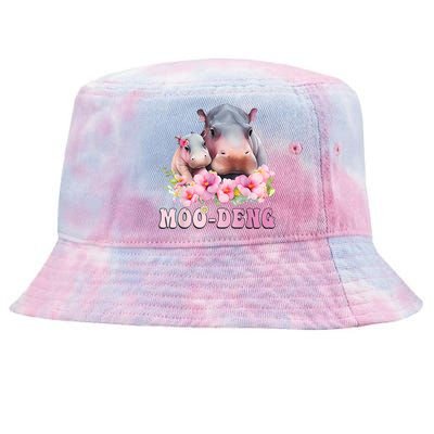 Moo Deng Floral Flower Pygmy Hippopotamus Tie-Dyed Bucket Hat