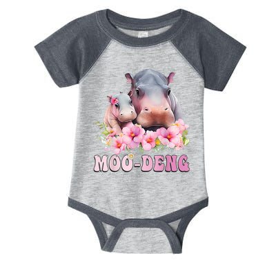 Moo Deng Floral Flower Pygmy Hippopotamus Infant Baby Jersey Bodysuit