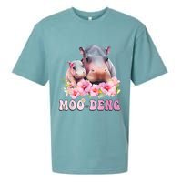 Moo Deng Floral Flower Pygmy Hippopotamus Sueded Cloud Jersey T-Shirt