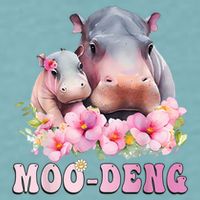 Moo Deng Floral Flower Pygmy Hippopotamus Sueded Cloud Jersey T-Shirt