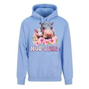 Moo Deng Floral Flower Pygmy Hippopotamus Unisex Surf Hoodie