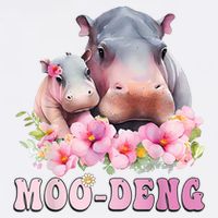 Moo Deng Floral Flower Pygmy Hippopotamus Garment-Dyed Sweatshirt