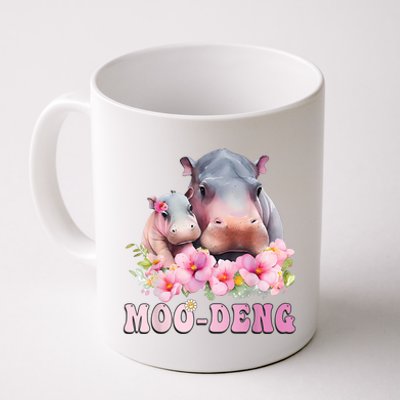 Moo Deng Floral Flower Pygmy Hippopotamus Coffee Mug