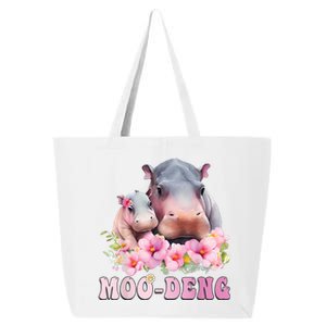 Moo Deng Floral Flower Pygmy Hippopotamus 25L Jumbo Tote