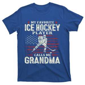 Mothers Day Favorite Ice Hockey Player Calls Me Grandma Flag Gift T-Shirt