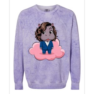 Moo Deng For Harris Kamala Harris Supporter Cute Funny Hippo Colorblast Crewneck Sweatshirt