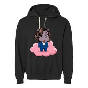 Moo Deng For Harris Kamala Harris Supporter Cute Funny Hippo Garment-Dyed Fleece Hoodie