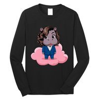 Moo Deng For Harris Kamala Harris Supporter Cute Funny Hippo Long Sleeve Shirt