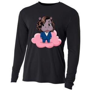 Moo Deng For Harris Kamala Harris Supporter Cute Funny Hippo Cooling Performance Long Sleeve Crew