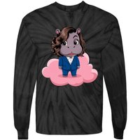 Moo Deng For Harris Kamala Harris Supporter Cute Funny Hippo Tie-Dye Long Sleeve Shirt