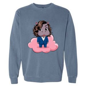 Moo Deng For Harris Kamala Harris Supporter Cute Funny Hippo Garment-Dyed Sweatshirt