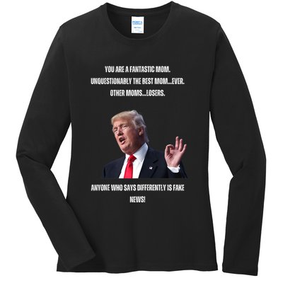 MotherS Day Fantastic Mom Trump Ladies Long Sleeve Shirt