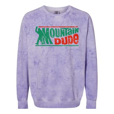 Mountain Dude Funny Bigfoot Sasquatch Rock On Hiking Vintage Colorblast Crewneck Sweatshirt