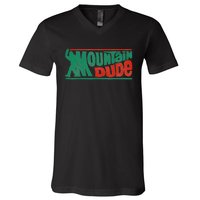 Mountain Dude Funny Bigfoot Sasquatch Rock On Hiking Vintage V-Neck T-Shirt