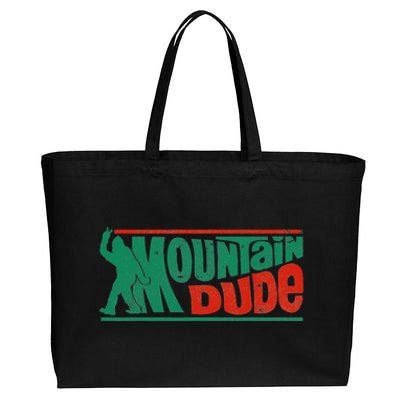 Mountain Dude Funny Bigfoot Sasquatch Rock On Hiking Vintage Cotton Canvas Jumbo Tote