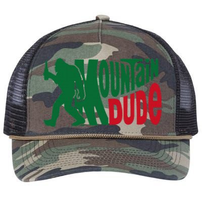 Mountain Dude Funny Bigfoot Sasquatch Hiking Gift Retro Rope Trucker Hat Cap