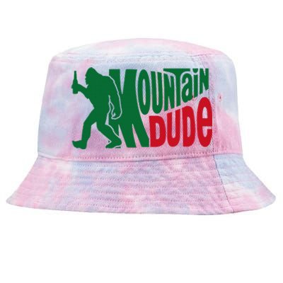 Mountain Dude Funny Bigfoot Sasquatch Hiking Gift Tie-Dyed Bucket Hat