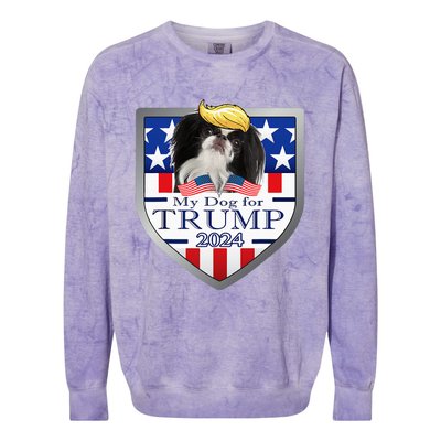 My Dog For Trump 2024 Japanese Chin Colorblast Crewneck Sweatshirt